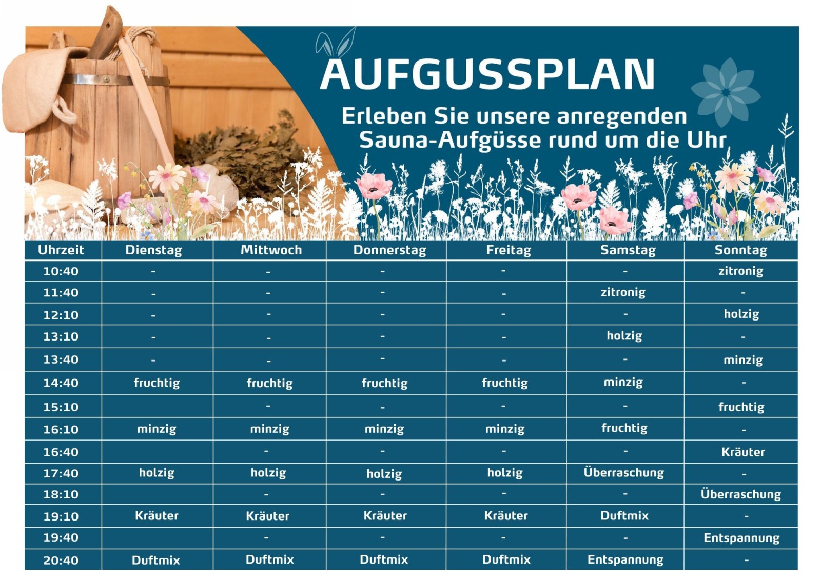 Aufgussplan Frühjahr 2026